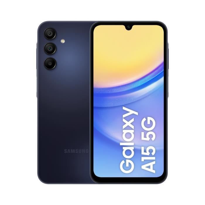 Smartphone Samsung Galaxy A15 5G de 128 GB, color azul medianoche.