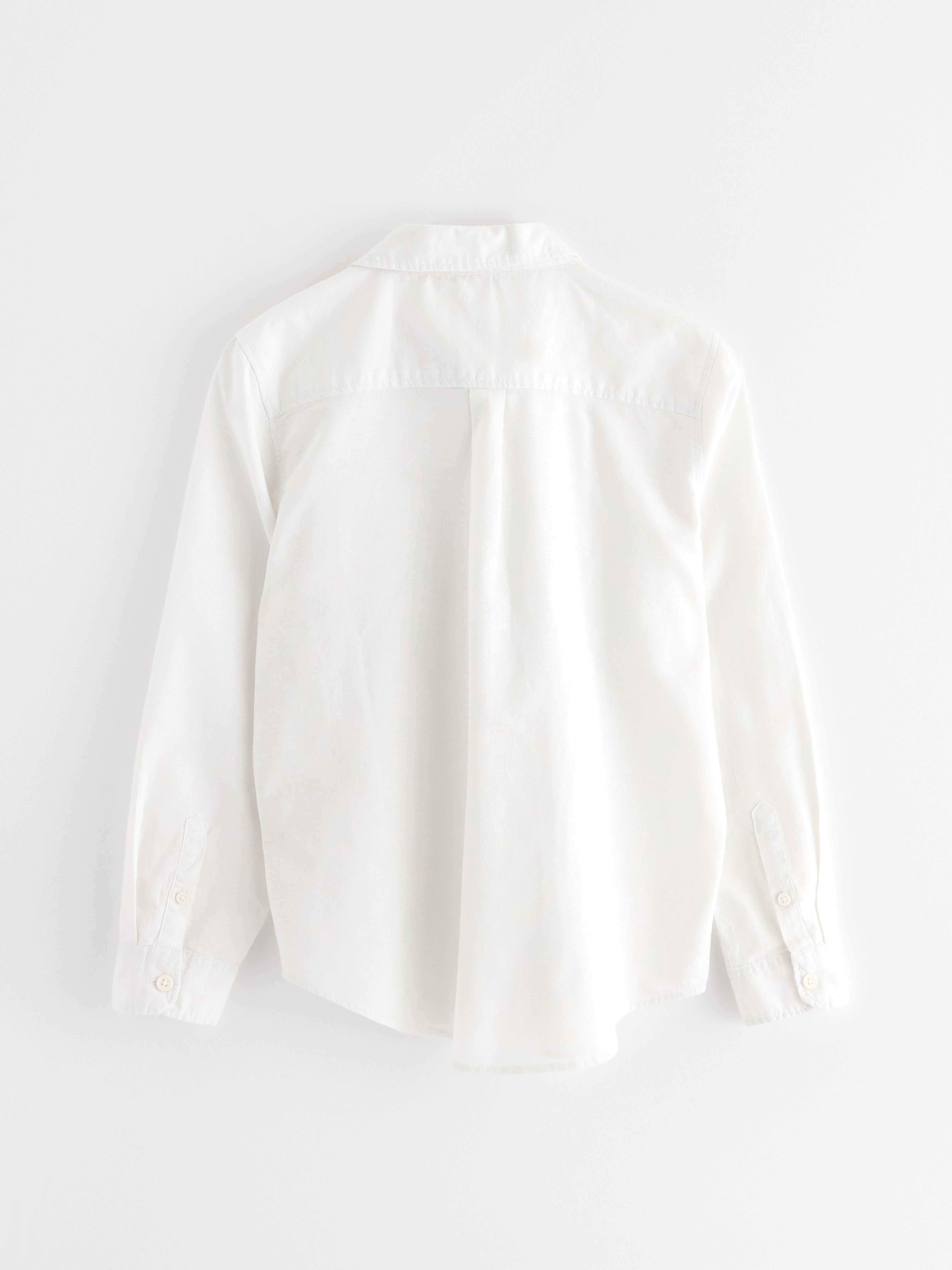 Camisa de mezcla de lino blanca