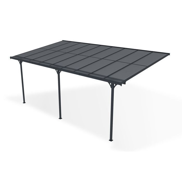 KLEO Cazeboo lean-to carport, aluminum car shelter 5.5x3 m, grey polycarbonate roof, 16.5 m²