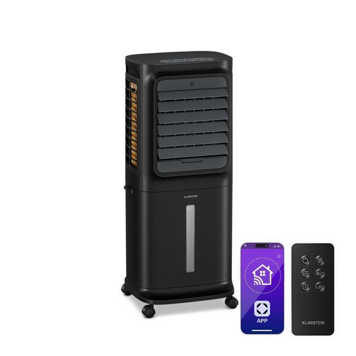 Ventilador inteligente Klarstein Breezcube - 340 m³/h - 10 L - 30 m² - 3 modos - 50 W - Negro - Control remoto