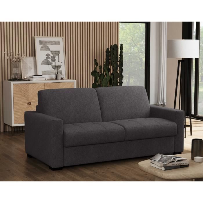 Express-Schlafsofa - MARIUS - Anthrazitfarbener Stoff - 14 cm Matratze - 190 x 100 x 87 cm