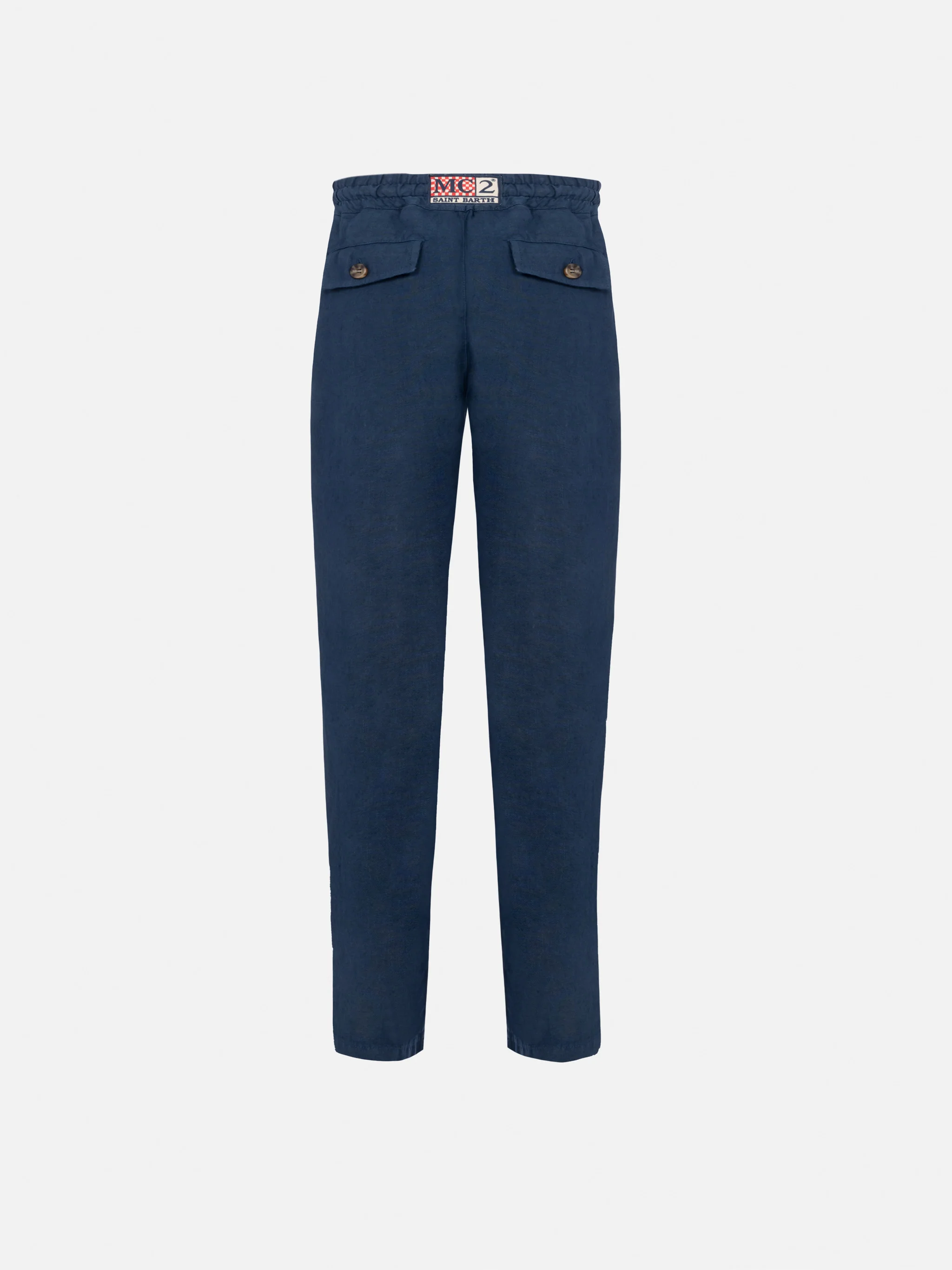 Calais Jr marineblauwe linnen broek met trekkoord