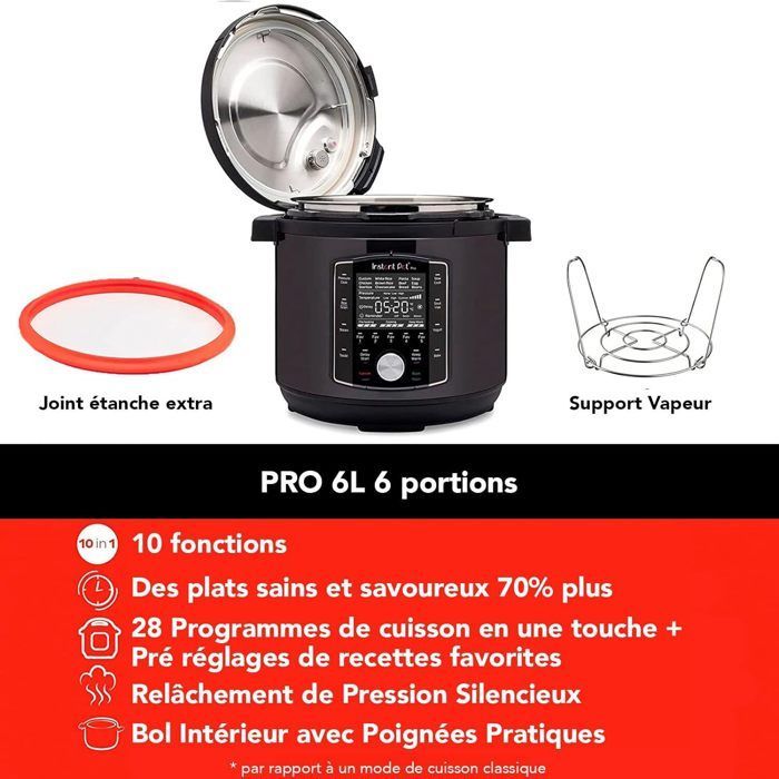 Instant Pot Pro 10-in-1 Multifunctionele Elektrische Kookpan - 1200W - Zwart - 5,7L