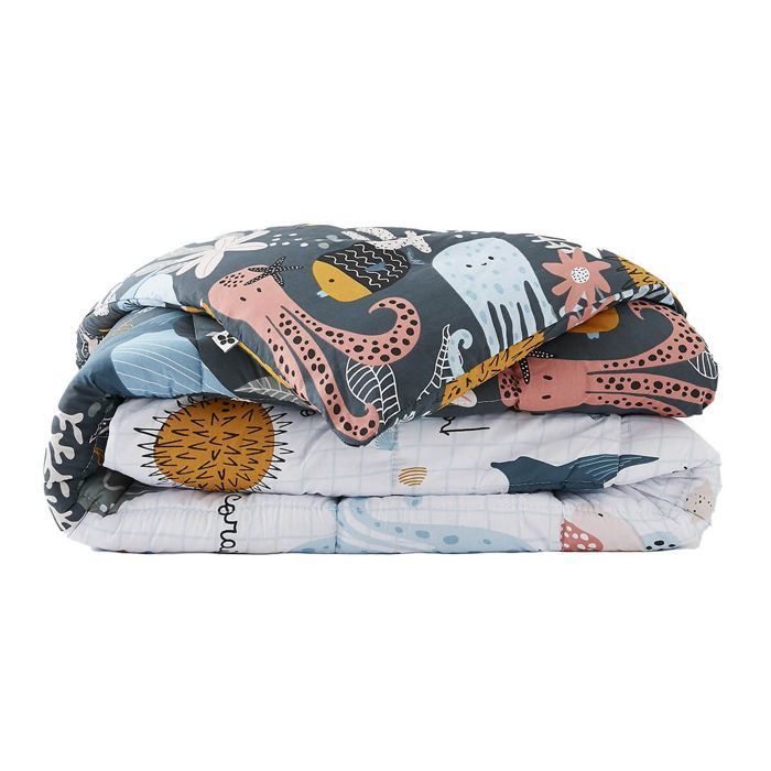 NEMO - Copripiumino stampato con motivo oceano 260 x 240 cm + 2 federe 60 x 60 cm