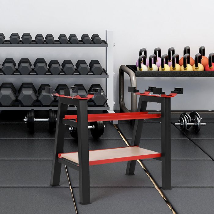 Soporte para levantamiento de pesas - Estante de almacenamiento para fitness - Soporte para entrenamiento con pesas - 67,5 x 47 x 66 cm - Negro