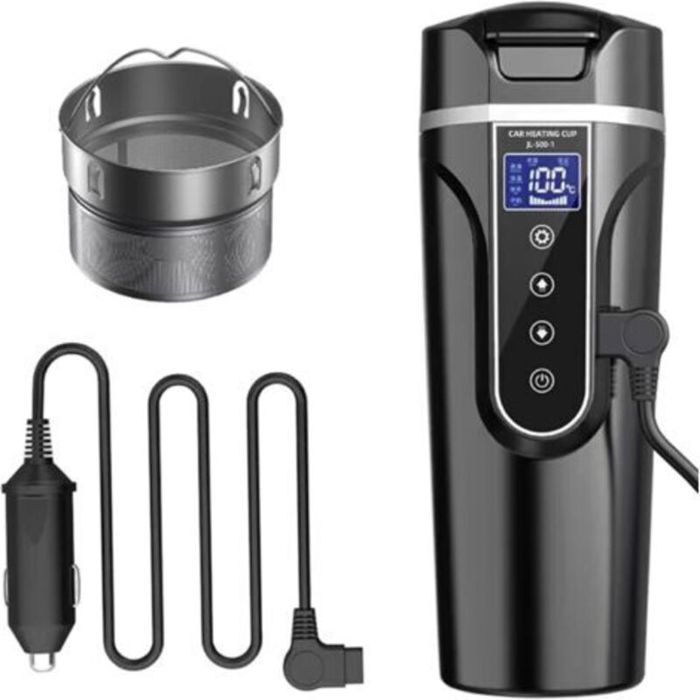 Hervidor de agua para coche de 12V/24V, acero inoxidable 304 - JZSH - Pantalla LCD - Calentamiento rápido, ideal para camiones y viajes.