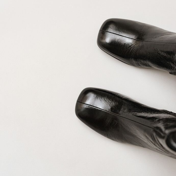 Bottines à talons  en cuir vieilli noir