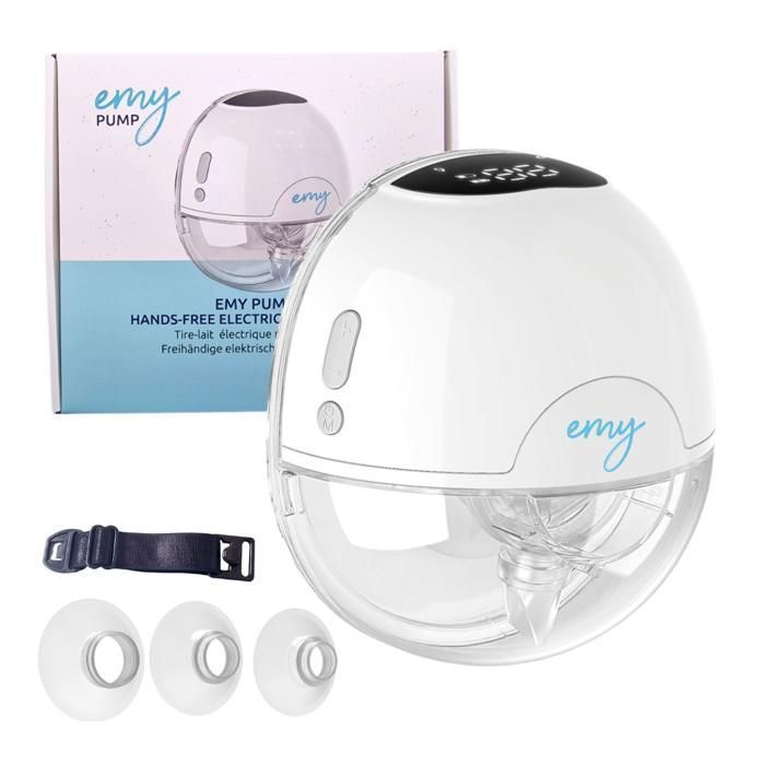 Emy Pump - Tire Lait Électrique Main Libre  | 6 tailles de Téterelles Incluses| silencieux et discret | Portable sans fil Autonome