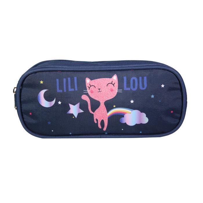 Trousse scolaire - BAGTROTTER - Lili Lou - Bleu - Zippée - Pour Fille