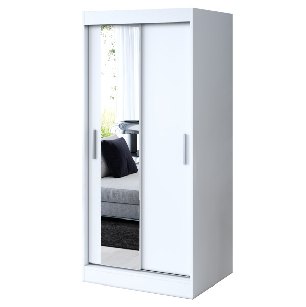 Szafa przesuwna 1x Lustro 90x200 Sofia, Biały Mat