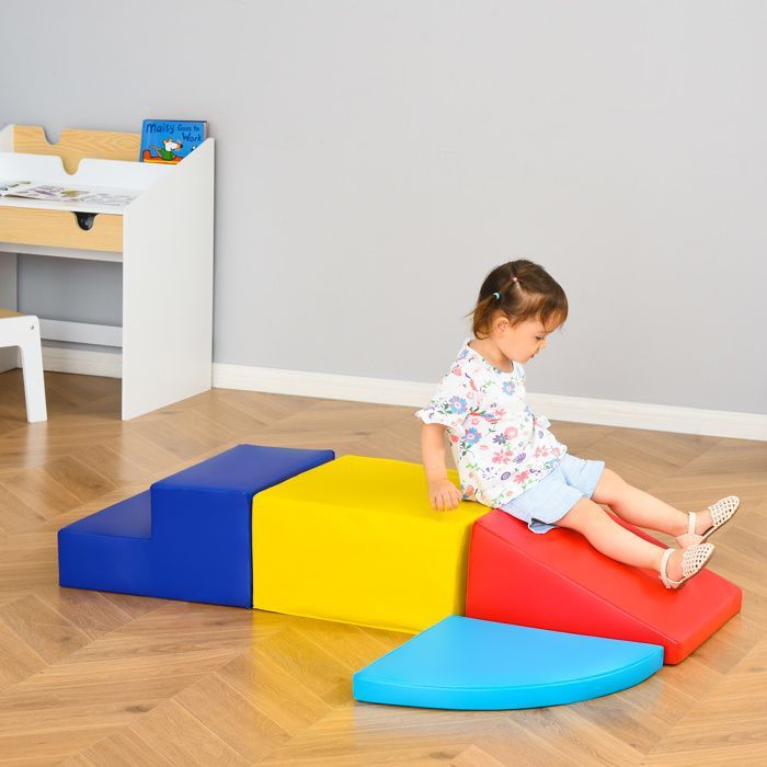 HOMCOM - Bloques de construcción de espuma - PU - 45x45x25cm - Amarillo, azul claro, azul oscuro, rojo