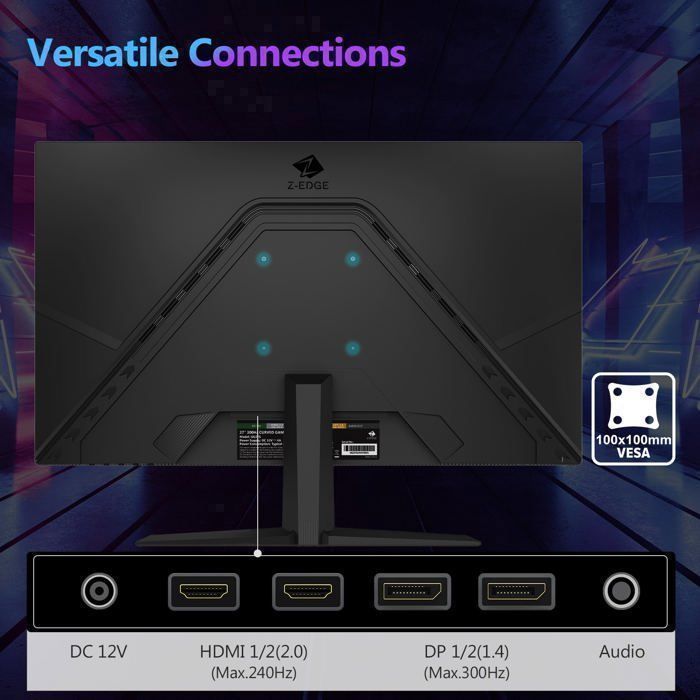 Monitor da gioco curvo Z-EDGE UG27S per PC, 27