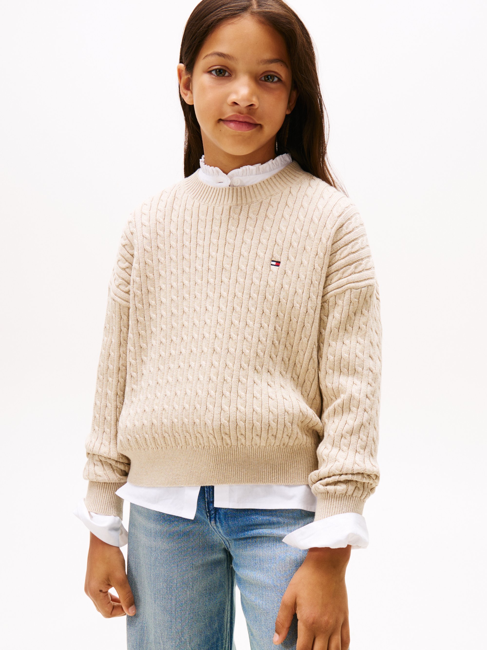 Tommy Hilfiger CABLE SWEATER - Trui - malted milk