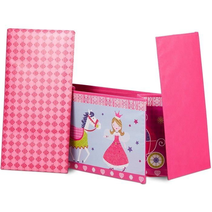 Banqueta/caixa de brinquedos/puf infantil rosa com espaço para guardar objetos 13_0002763