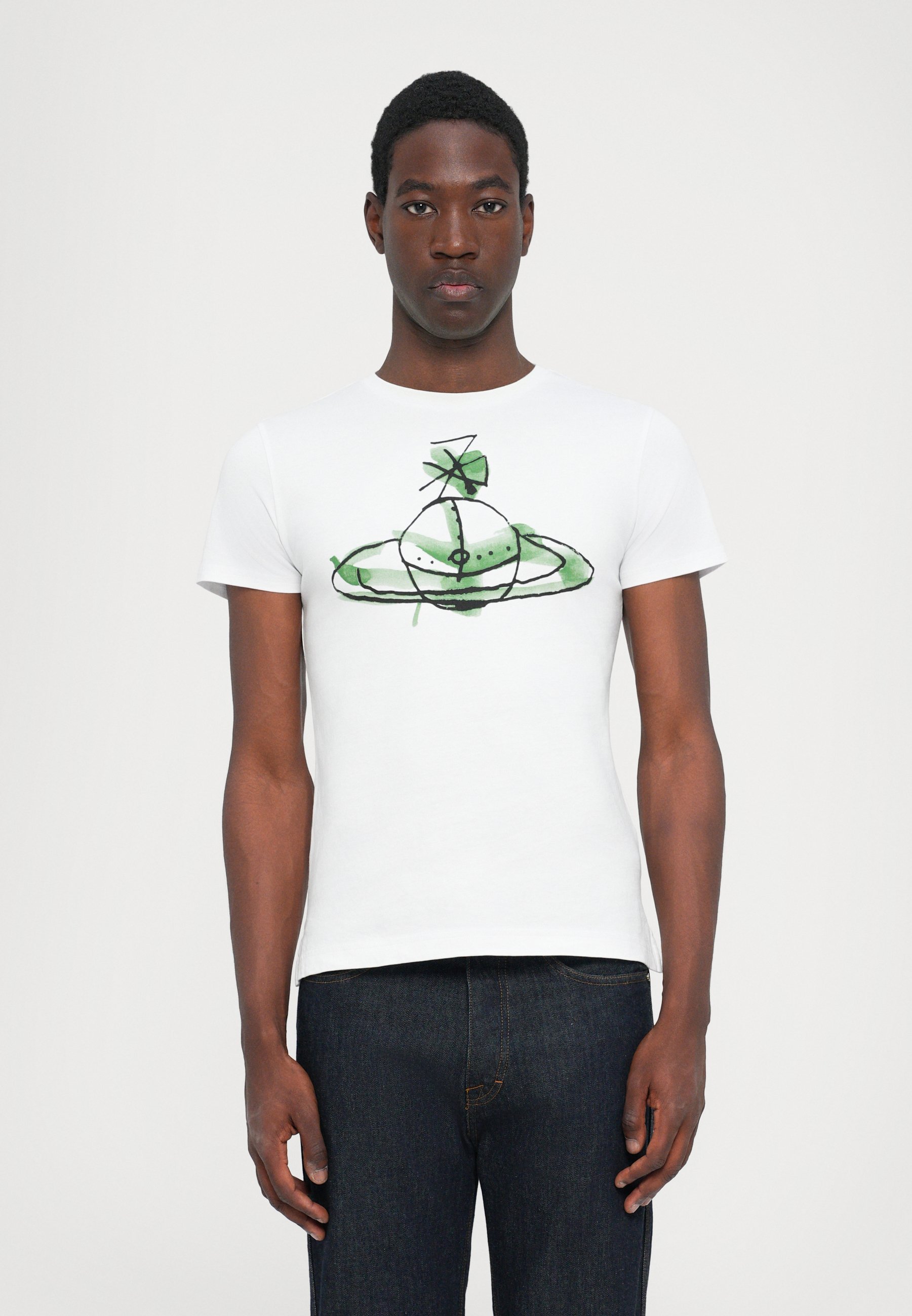 Vivienne Westwood DRAWN ORB PERU UNISEX - T-shirt stampata - bianca