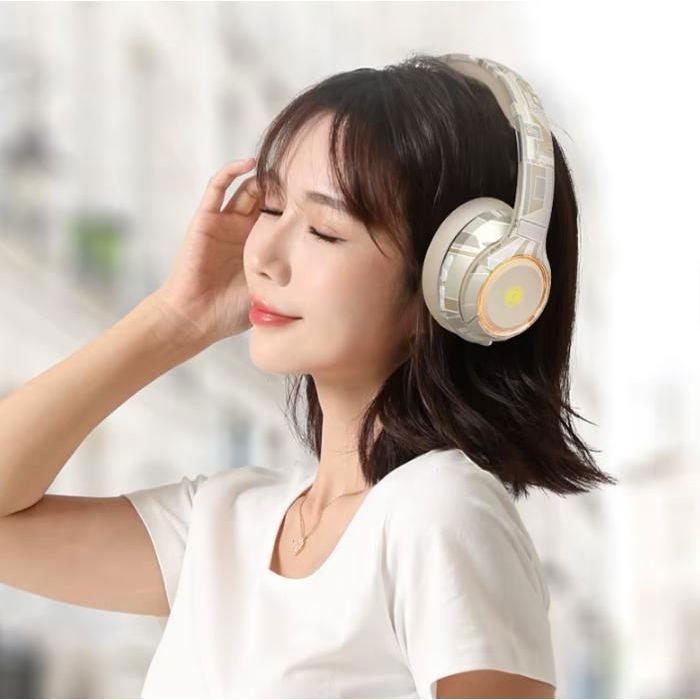 Cuffie Bluetooth Graffiti - Wireless, pieghevoli - Luce LED RGB - Durata della batteria di 30 ore - Cuffie con cancellazione del rumore, bassi potenti