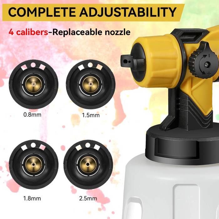 Pistola pulverizadora eléctrica inalámbrica de 850 W y 1400 ml - Pulverizador de pintura - con 4 boquillas y 3 modos de pulverización
