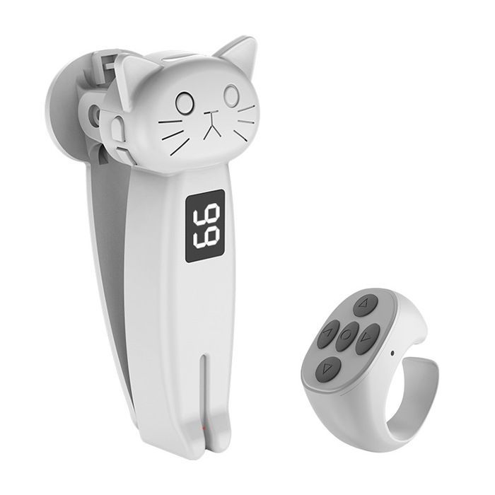 Télécommande bianco tourne page Bluetooth per leggere smartphone tablet con clip écran affichage numérique et bague de control