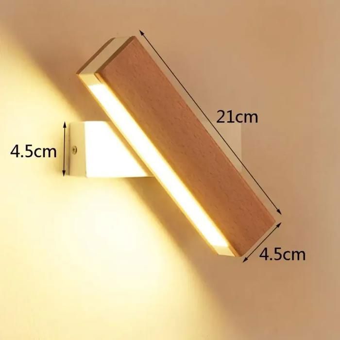 DELIPOP Applique Murale Intérieur LED – 4W Applique Murale en Bois 360° Rotatif -3000K Lumière chaude – Pour Escaliers, Chambre