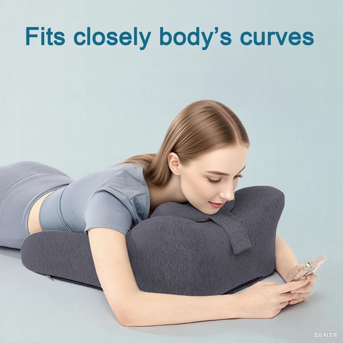 Almohada ergonómica de espuma viscoelástica con soporte para la columna vertebral, perfecta para leer (gris oscuro)