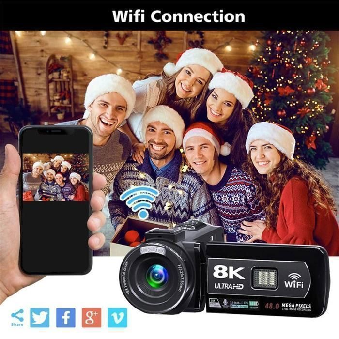 Videocamera 8K - BAZARLAND30 - Modello con touchscreen da 3 pollici - Zoom digitale 18x - 48 MP