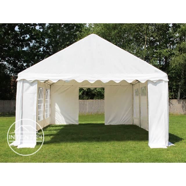 Tonnelle Toolport Tente de réception 4x4 m PVC env. 500g/m² vert blanc imperméable