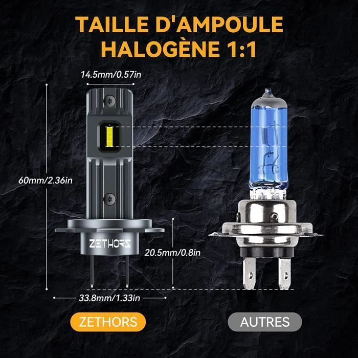 Ampoules H7 LED, 42W 10000LM Phares à LED Blanc Froid, Ampoule Auto Moto de Rechange CSP Chips pour Lampes Halogènes et Xénon -