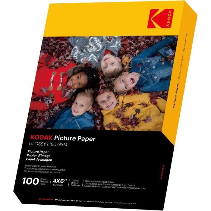 KODAK 9891161 - 100 arkkia 180 g/m² kiiltävää valokuvapaperia, A6-koko (10x15 cm), mustesuihkutulostus