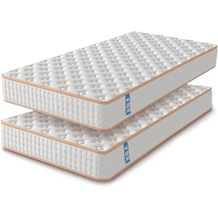 Juego de 2 colchones Ergo Confor de espuma viscoelástica de 90x190 cm y 18 cm de grosor, marca Stanew.