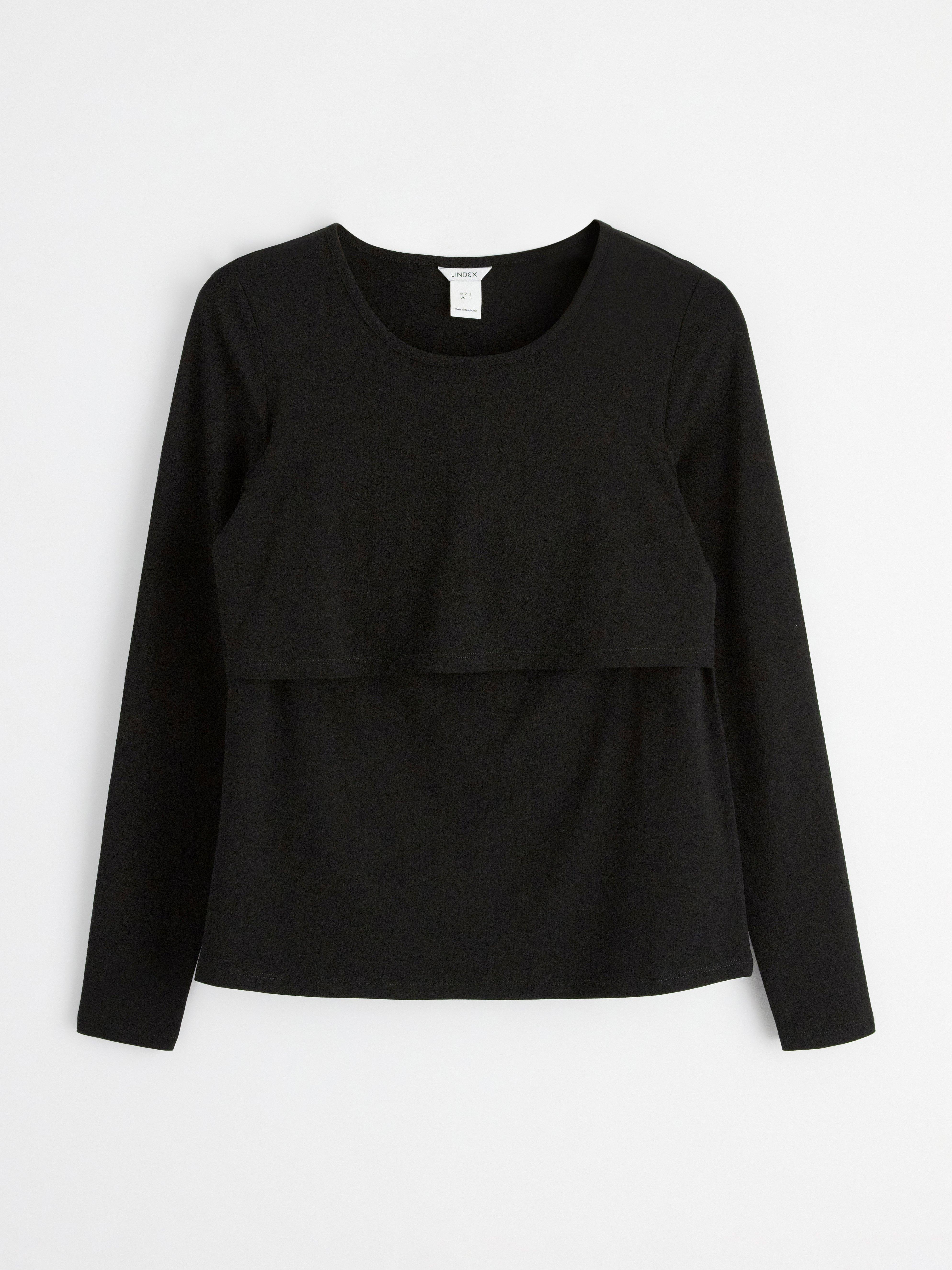 Top de lactancia para mamá negro