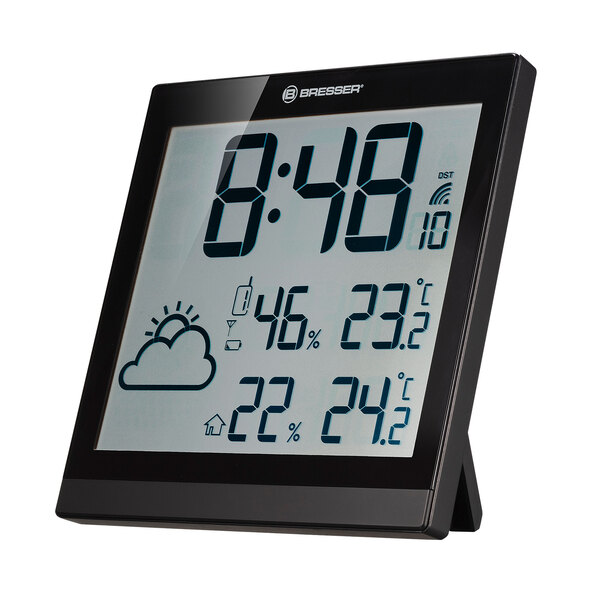 Ρολόι τοίχου LCD με μετεωρολογικό δέκτη ClimaTemp JC, μαύρο