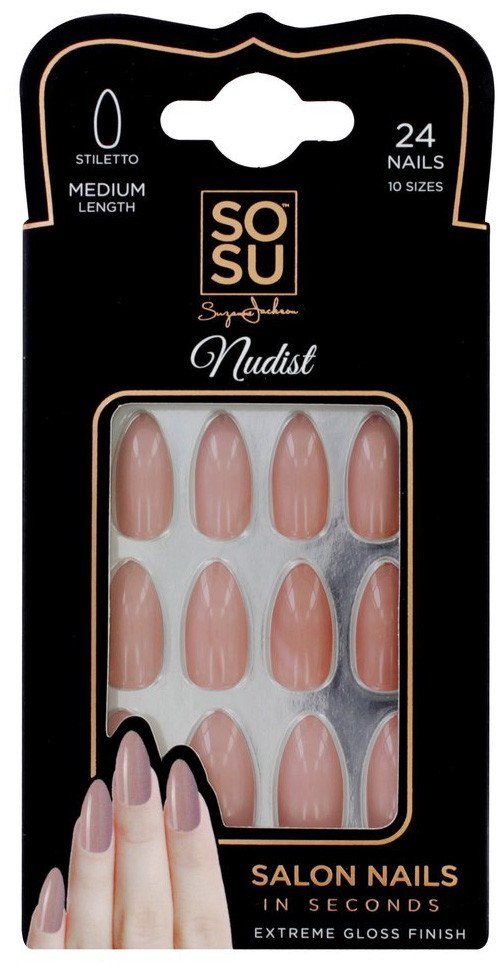 Nudistų stileto prispaudžiami nagai Prispaudžiami nagai