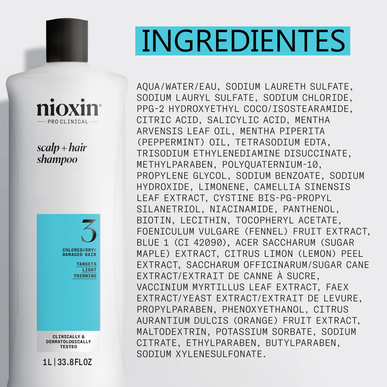 Nioxin Professionals Sjampo Hodebunnshår 3 farget tørt og skadet hår Sjampo Skadet hår Volum 1000 ml 1000 ml