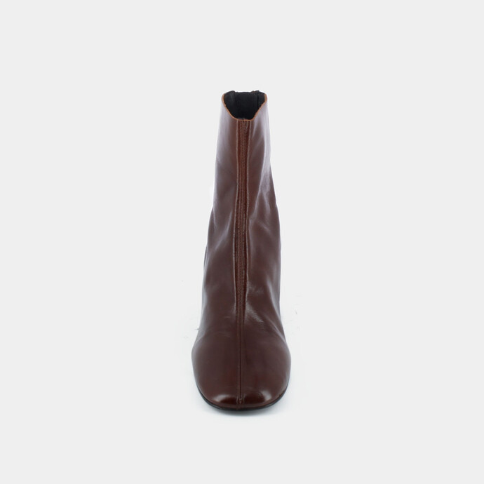 Bottines à talons  en cuir vieilli marron
