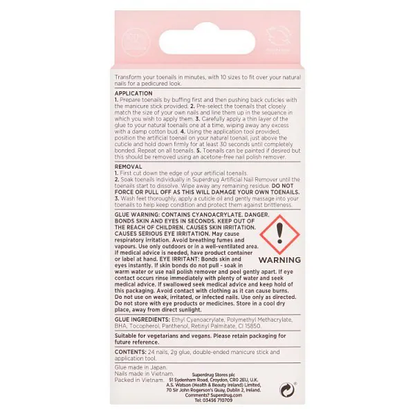 Superdrug Dokončovací úpravy Falešné nehty na nohou