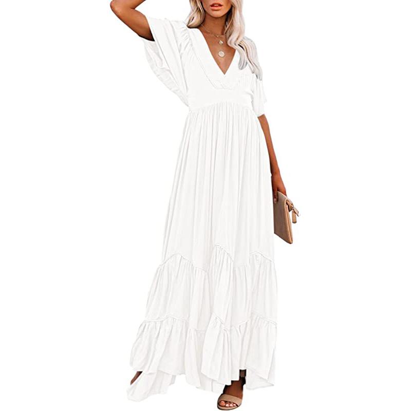 Robe d'été décontractée et ample en satin soyeux pour femme