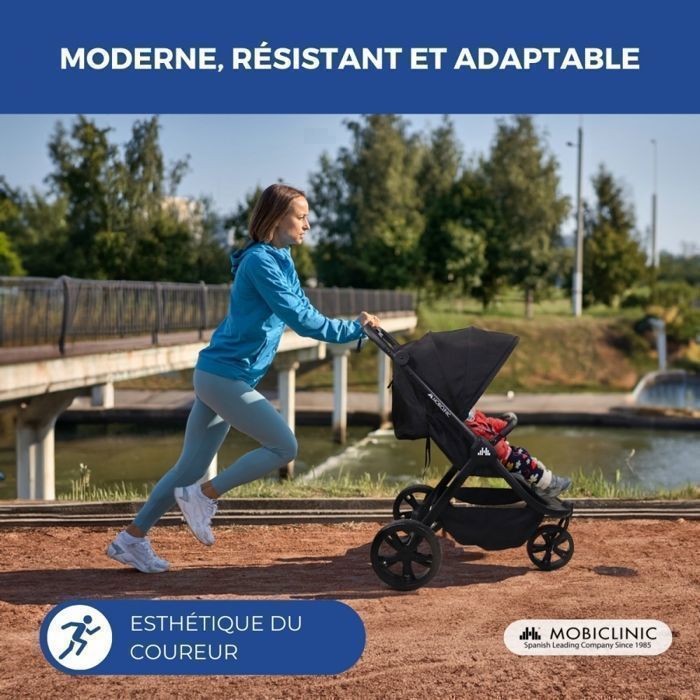 Cochecito de 3 ruedas Mobiclinic, 22 kg, todoterreno, bolsillo trasero, estilo deportivo, plegado con una sola mano, cesta XXL, Agnes
