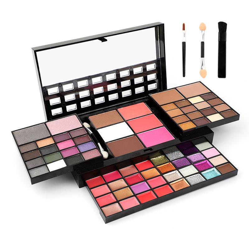 Coffret de maquillage 39 74 couleurs : palette de fards à paupières, correcteur, rouge à lèvres, poudre, blush, fards à paupières mats et pinceau.