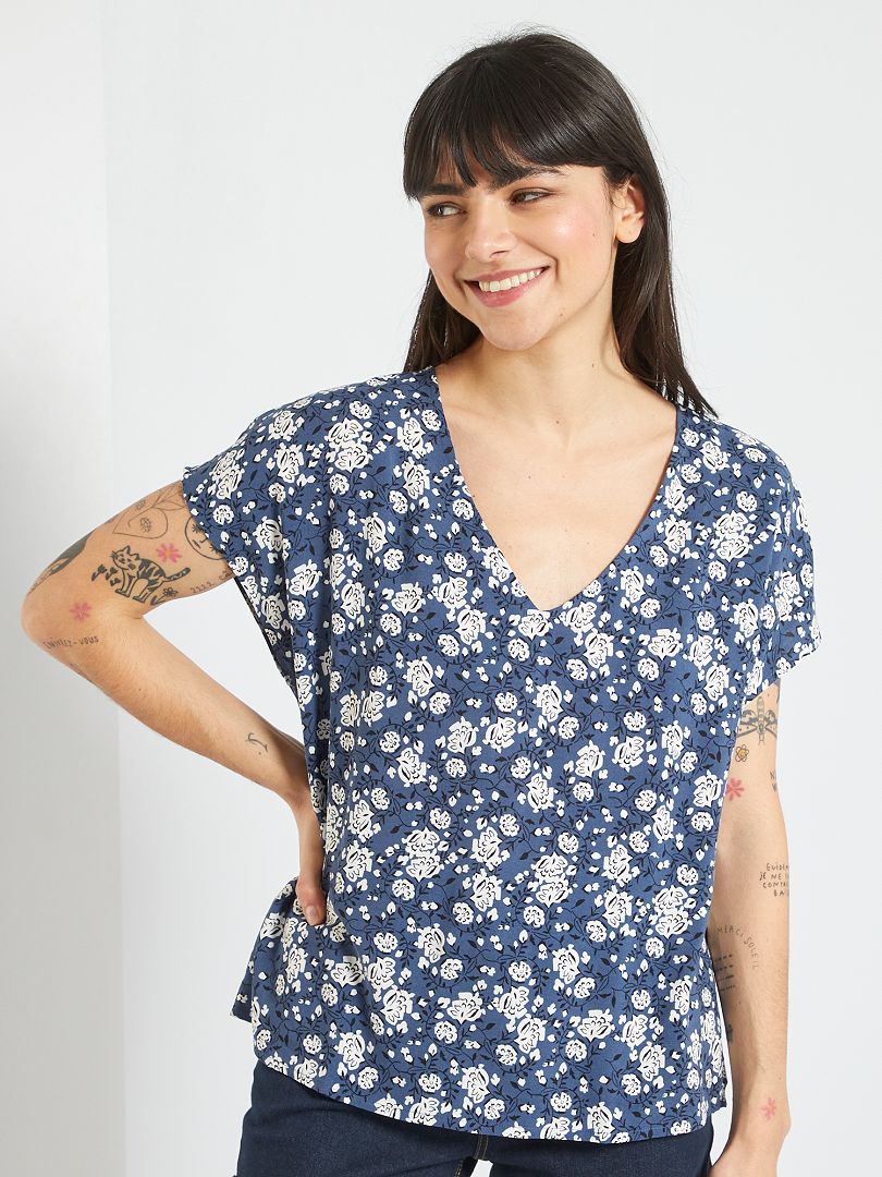 Blusa floral 'JDY' - AZUL