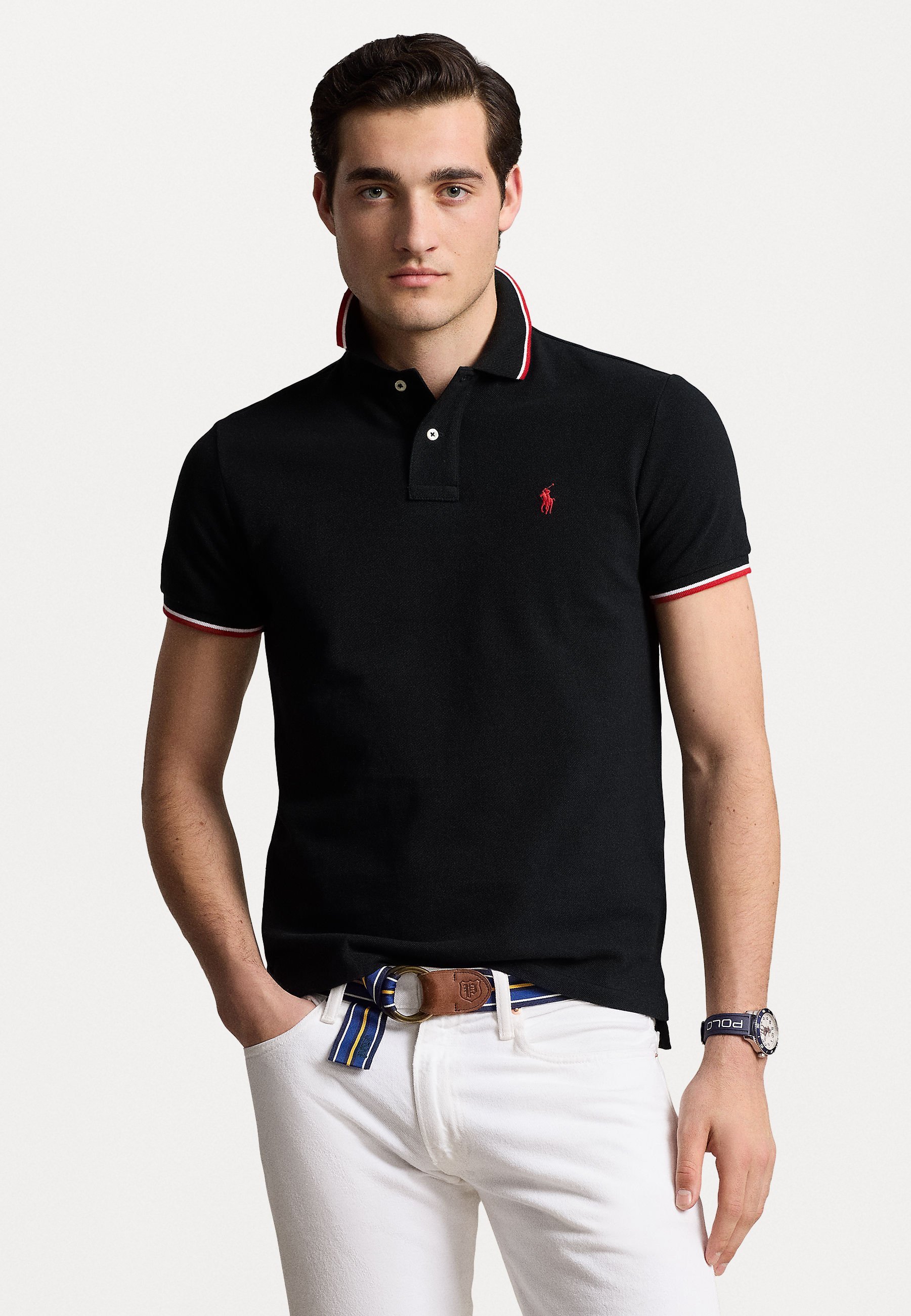 Polo Ralph Lauren CUSTOM SLIM FIT MESH POLO SHIRT - Polo noir