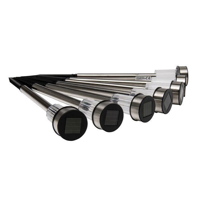 Terminal solar de acero inoxidable, 7 piezas, altura 36 cm.
