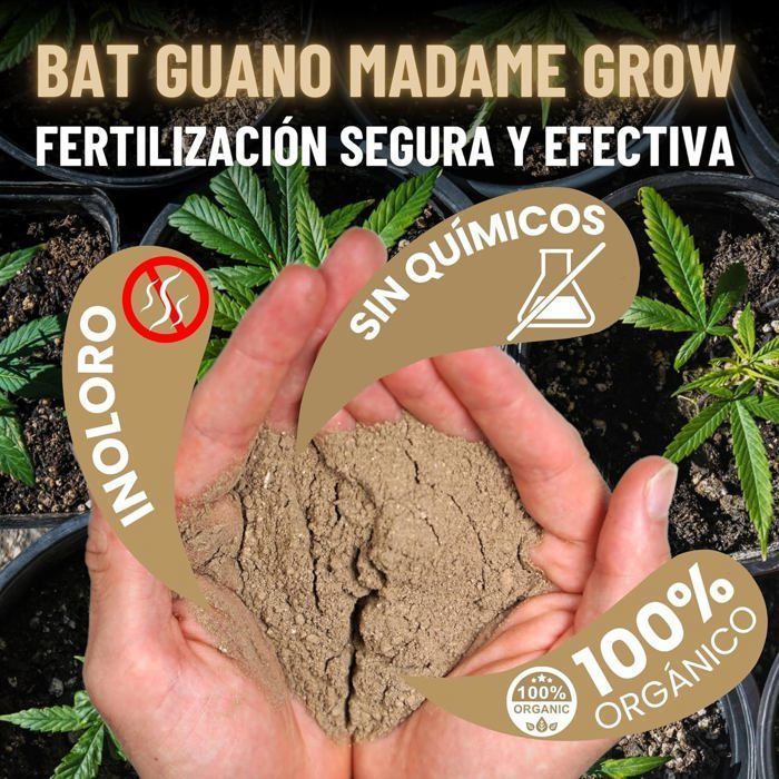 MADAME GROW - Fertilizante Orgânico em Pó - Guano de Morcego - Fertilizante Natural para Plantas - Rico em Cálcio e Magnésio - 500 g