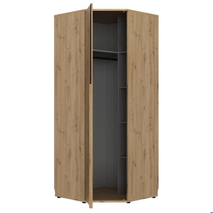 Dressing d'angle équipé effet bois chêne beige 235cm