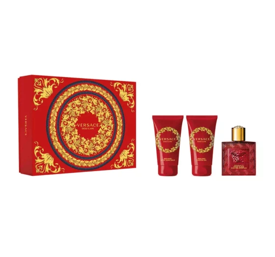 Versace Eros Flame woda perfumowana 50 ml   żel pod prysznic 50 ml   balsam po goleniu 50 ml