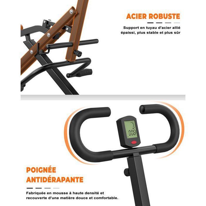 Attrezzo per addominali - DSKEUFEEW - AB Booster Plus Total Crunch - Carico massimo 120 kg - Nero e arancione - Fitness