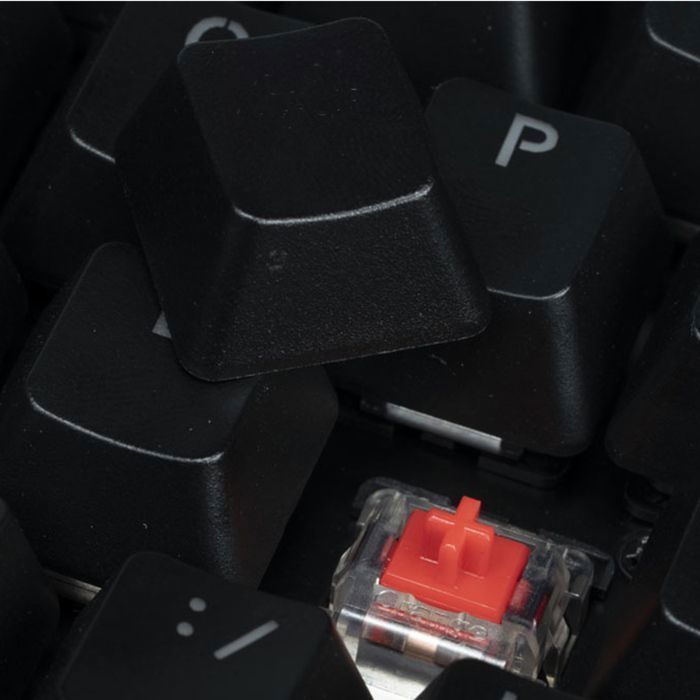 Mechanische TKL-Tastatur, kabelgebunden, RGB-Beleuchtung, rote Schalter, PBT-Tastenkappen, Anti-Ghosting, ABS-Gehäuse, französisches AZERTY-Layout