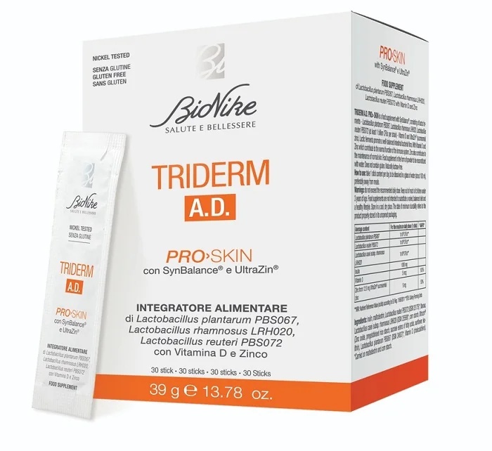 BIONIKE Bionike Triderm AKNET Pro Skin Nahrungsergänzungsmittel für atopische Haut, 30 Sticks