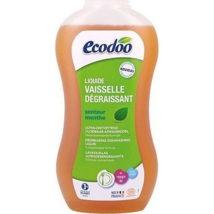 Degreasing dishwashing liquid with mint and organic vinegar scent - 1 L - ECODOO