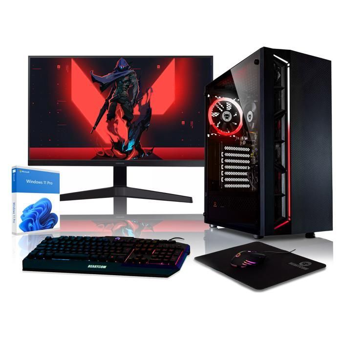 BEASTCOM Q3  Essential Gaming, PC Gamer Complet, AMD Ryzen 3 3200G 4X4.00GHz, 4K Vega 8, 16 Go RAM, 512 GB SSD,WiFi, Win11