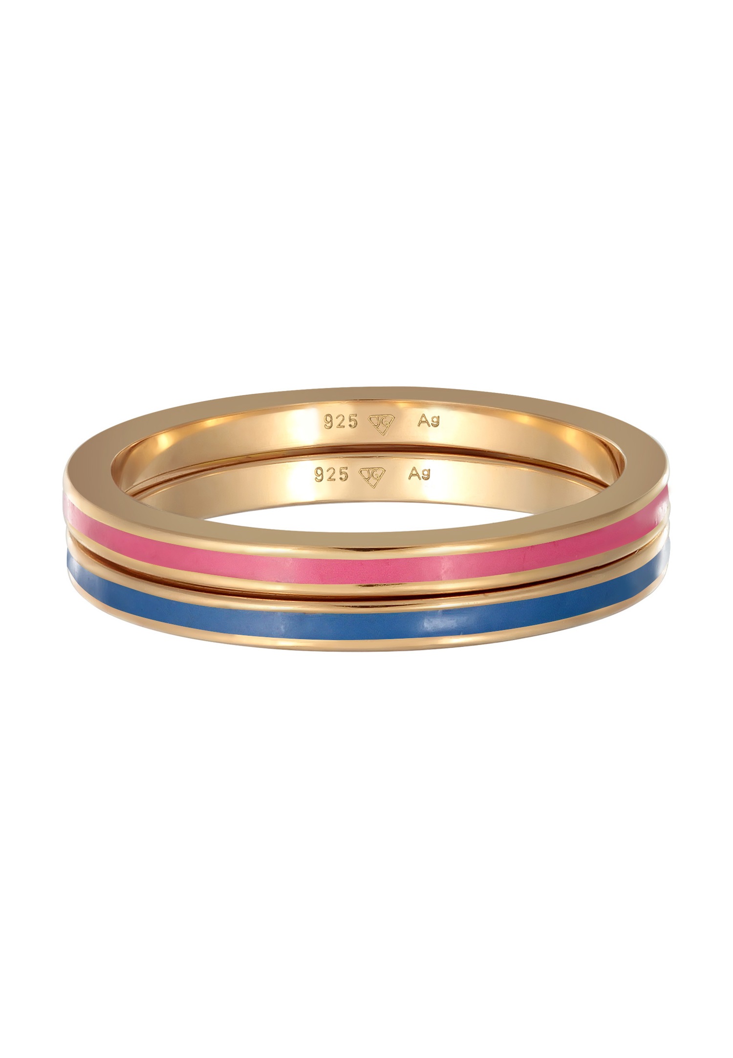 Elli Femmes Set Bande Basique avec Émail noir en Argent Sterling 925